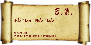 Bátor Máté névjegykártya